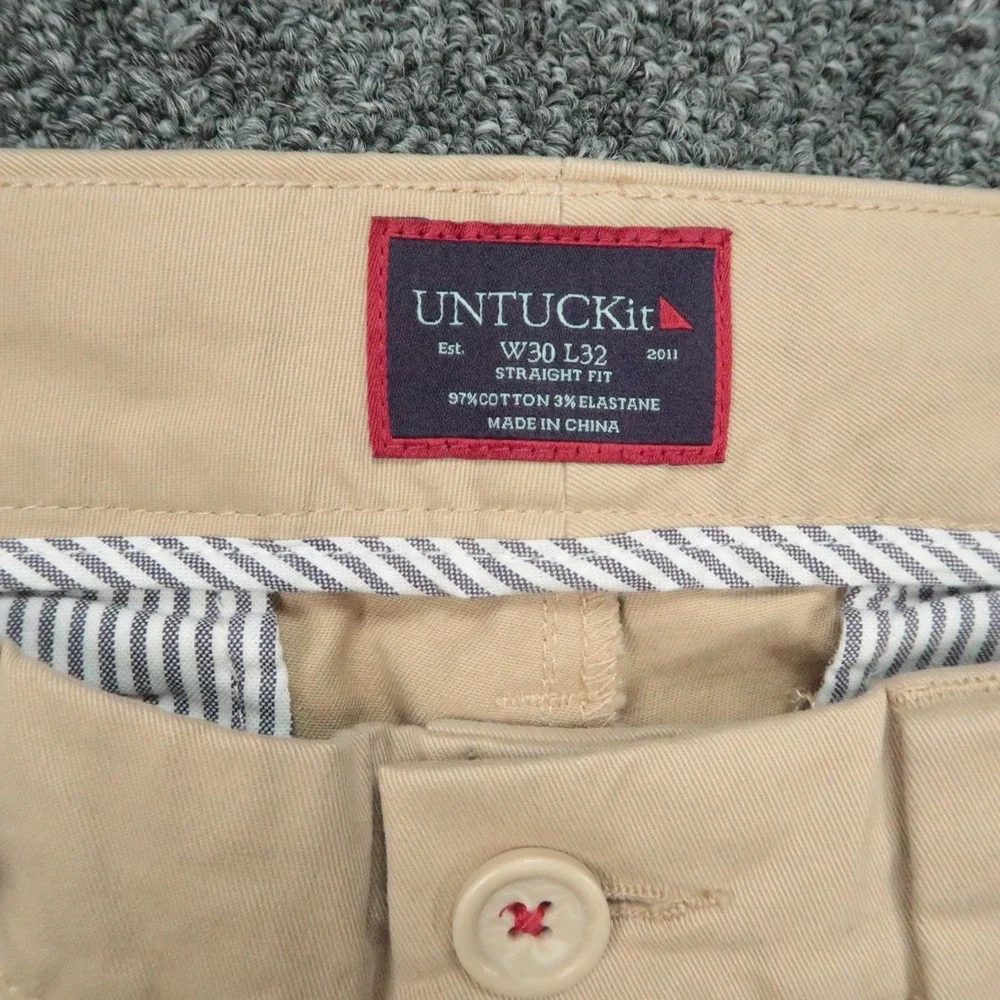 UNTUCKit Pants Mens 30x32 Khaki Tan Clair Chino‎ Stretch Straight Fit Trouser